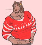  anthro big_breasts breasts christmas clothing dreadlocks ear_piercing feline female holidays lion mammal muscles muscular_female piercing plain_background ritts rochelle_barnette solo sweater tight_clothing tight_fit whiskers 