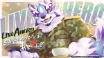  1boy animal_ears black_shirt camouflage camouflage_shirt claws commentary_request copyright_name copyright_notice countdown_illustration cup fangs furry furry_male holding holding_plate live_a_hero looking_at_viewer male_focus military_uniform official_art open_mouth pawpads plate sadayoshi_(live_a_hero) second-party_source shirt smile tail toomiro translation_request wolf_boy wolf_ears wolf_tail 