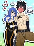  1boy 1girl blush breasts couple fairy_tail gray_fullbuster heart hearts juvia_loxar ladygt ladygt93 large_breasts shirtless 