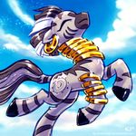  cute ear_piercing equine eyes_closed female feral friendship_is_magic karol_pawlinski mammal mohawk my_little_pony piercing smile solo zebra zecora_(mlp) 