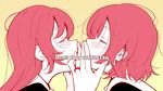  blush covering_mouth highres imminent_kiss long_hair multiple_girls original red_string short_hair string yui_7 yuri 