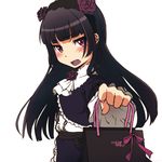  bag black_hair blush collaboration colorized gokou_ruri gothic_lolita hairband lolita_fashion long_hair looking_at_viewer mike_neko3 mole mole_under_eye open_mouth ore_no_imouto_ga_konna_ni_kawaii_wake_ga_nai purple_eyes solo suzumeko 