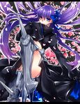  bad_id bad_pixiv_id blue_eyes crotch_plate fate/extra fate/extra_ccc fate_(series) hair_ribbon long_hair meltlilith purple_eyes purple_hair ribbon sleeves_past_wrists solo yanagi_makoto 