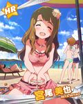  6+girls ahoge artist_request bikini bracelet brown_eyes brown_hair character_name closed_eyes flower hair_flower hair_ornament ibuki_tsubasa idolmaster idolmaster_million_live! jewelry matsuda_arisa miyao_miya multiple_boys multiple_girls official_art swimsuit twintails 