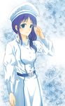  blue_eyes blue_hair hat highres hiradaira_chisaki long_hair nagi_no_asukara nurse solo uniform whitebk 