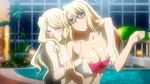  2girls animated animated_gif blonde_hair blue_eyes blush breast_grab breasts elizabeth_mably freezing_(series) glasses grabbing grabbing_from_behind groping large_breasts long_hair multiple_girls satellizer_el_bridget smile yuri 