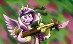  &lt;3 arrow bandanna bayonet bow_(weapon) crossbow equine face_paint female friendship_is_magic hair horn horse knife mammal multi-colored_hair my_little_pony otakuap pony princess_cadance_(mlp) purple_eyes quiver ranged_weapon solo weapon winged_unicorn wings 