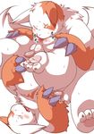  balls blush censored chubby claws feral fur gay hindpaw japanese_text male markings nintendo open_mouth oral overweight pawpads paws penis pink_nose pok&#233;mon pok&eacute;mon red_eyes rimming sex sigenoya sweat teeth text video_games white_fur zangoose 