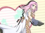  apron baking breasts duel_monster green_eyes heart high_priestess_of_prophecy large_breasts long_hair looking_at_viewer pink_hair solo thighhighs white_legwear yuu-gi-ou zovaa 