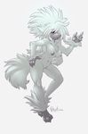  anthro breasts canine chest_tuft dog female fur furfrou hair long_ears looking_at_viewer mammal nintendo nipples open_mouth plain_background pok&#233;mon pok&#233;morph pok&eacute;mon pok&eacute;morph poodle quadra solo tuft video_games white_background white_fur white_hair 