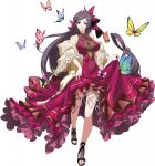  1girl bare_arms bare_shoulders black_shoes breasts bug butterfly butterfly_ornament chain cleavage clothes_grab dancing dress dress_grab earrings flamenco_dress florentia_(langrisser) flower flower_trim frilled_dress frills full_body game_cg hair_ornament hair_ribbon halter_dress halterneck jewelry langrisser langrisser_mobile langrisser_re:incarnation large_breasts layered_dress leg_up legs lipstick long_hair looking_at_viewer low-tied_long_hair makeup mesh nail_polish official_alternate_costume official_art open-toe_shoes orange_butterfly parted_lips pink_butterfly purple_butterfly purple_eyes purple_hair red_dress red_ribbon ribbon rose see-through_cleavage see-through_clothes see-through_shawl shawl shoes simple_background skirt_hold sleeveless sleeveless_dress smile solo standing standing_on_one_leg tachi-e tassel third-party_source toenail_polish toenails toes transparent_background very_long_hair white_flower white_rose white_shawl yellow_butterfly 