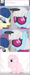  blue_eyes blue_fur blue_hair comic english_text equine eyewear female fluffle_puff fluffy friendship_is_magic fur glasses hair horse mammal mixermike622 my_little_pony photo_finish_(mlp) pink_fur pink_hair pony powder_rouge_(mlp) sunglasses text tongue tongue_out tumblr white_hair yellow_fur 