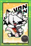  1boy animal_ears artist_name black_gloves brushing_tail character_name chibi chibi_only commentary copyright_name english_commentary fingerless_gloves furry furry_male gloves highres holding holding_brush male_focus red_eyes short_hair sizna_(sangrde) solo tail von_lycaon white_fur white_hair wolf_boy wolf_ears wolf_tail zenless_zone_zero 