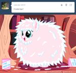  blue_eyes english_text equine female fluffle_puff fluffy friendship_is_magic frosting fur hair horse mammal mixermike622 my_little_pony pink_fur pink_hair pony text tumblr 