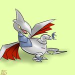  female feral nintendo pcred566 plain_background pok&#233;mon pok&eacute;mon presenting presenting_hindquarters pussy skarmory solo video_games 