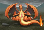  4_fingers after_sex anus bald barefoot blue_eyes butt charizard claws cloaca cloud cum cum_in_ass cum_inside cum_on_anus cum_on_penis cum_on_tail dragon feral fire gay grass happy hi_res horn looking_away lying male mega_charizard mega_charizard_y mega_evolution muscles nintendo no_nipples nude on_back orange_dragon orgasm outside pecs penis pok&#233;mon pok&eacute;mon precum presenting presenting_hindquarters raised_leg rock shadow sharp_claws shiny sky smile solo spread_legs spreading squint theowlette toe_claws tongue tongue_out video_games wings 