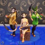 4_toes 6_breasts 6_fingers absurd_res alien alien_humanoid ariral bell bell_collar black_hair blep breasts clothed clothing collar digital_media_(artwork) eevee eeveelution fallkener feet felid feline female fingers generation_1_pokemon generation_9_pokemon green_eyes group hair hi_res humanoid leyna_smirnova_adamaris looking_at_viewer mammal mask meowscarada multi_breast multicolored_body multicolored_hair multicolored_skin nintendo nude one_eye_closed pawpads paws pokeball pokemon pokemon_(species) purple_hair sitting standing tail teeth text toes tongue tongue_out trio two_tone_body two_tone_hair two_tone_skin voices_of_the_void whiskers wink