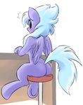  bar blush butt cloud_chaser_(mlp) equine female friendship_is_magic fur hair hooves horse looking_at_viewer mammal my_little_pony pegasus pepperoach plain_background pony purple_fur raised_tail solo white_background white_hair wings 