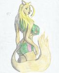  big_breasts blonde_hair breasts cat color cute drawing feline female gtoyaannno hair hir_yellow mammal paws she solo 