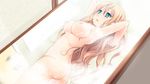  1girl areolae armpits arms_up ass astraythem back bath bathroom blonde_hair breasts game_cg ginta green_eyes highres large_breasts legs long_hair looking_away nipples nude open_mouth sakurazuka_natsuki shower solo standing steam thighs washing water wet 