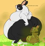  anthro anus big_belly big_breasts big_butt breasts butt egg female fluids huge_anus huge_breasts huge_butt huge_scrotom huge_testes hyper hyper_pregnancy lactating lagomorph male male_pregnancy mammal obese overweight pregnant rabbit riis 