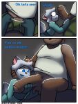 anthro barley(connorsconnor) bear bodily_fluids cheating_girlfriend colored comic conley connorsconnor duo female foreskin genitals hi_res holding_penis hybrid infidelity male male/female mammal penis shaded shocked sweat taking_off_pants
