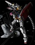  gun gundam mecha mobile_suit_gundam rx-78-2 shield space space_colony space_craft tect weapon white_base 