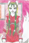  &lt;3 angel cat clothing color drawing feline female gtoyaannno hair hair_green mammal paws she solo traditional_media 