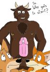  2014 anthro armpits big_penis bovine canine cattle dan domination forced fox friends gay grabbing_balls hairy_chest humanoid_penis josh kangaroo male mammal marsupial ms_paint nipple_piercing nipples nude penis piercing submissive teenager the_crappy_paint_job 