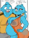 5_fingers age_difference aged_up anthro areola bedroom_eyes belly big_belly big_breasts big_butt black_eyes blue_body bodily_fluids breast_squish breasts butt cartoon_network choker clothed clothing curvy_figure dark_eyeshadow dialogue domestic_cat duo ear_piercing ear_ring eye_contact eyelashes felid feline felis female fingers genitals gumball_watterson half-closed_eyes hand_on_hip hi_res inbreeding innie_vulva jewelry looking_at_another looking_at_partner male male/female mammal markings mature_anthro mature_female mole_(marking) mother_(lore) mother_and_child_(lore) mother_and_son_(lore) narrowed_eyes navel necklace nervous nervous_sweat nicole_watterson nipple_outline no_underwear open_dress parent_(lore) parent_and_child_(lore) parent_and_son_(lore) partially_clothed partially_clothed_female piercing pregnant pregnant_anthro pregnant_female ring_piercing seanmalikdesigns seductive shirt simple_background smile son_(lore) speech_bubble squish sweat tail talking_to_another talking_to_partner text the_amazing_world_of_gumball thick_thighs topwear translucent translucent_clothing voluptuous voluptuous_anthro voluptuous_female vulva whiskers white_background younger_male