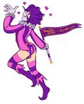  clown gold_eyes jester makeup naughty_jester purple_hair ruffles trap 