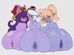 anus back_boob big_breasts big_butt blonde_hair bottom_heavy breasts brown_eyes butt curvy_figure female female/female genitals green_eyes group hair hi_res huge_breasts huge_butt huge_hips humanoid humanoid_pointy_ears jose_bonn league_of_legends looking_at_viewer looking_back lulu_(lol) pink_eyes pointy_ears poppy_(lol) presenting presenting_anus presenting_hindquarters presenting_vulva purple_body purple_hair riot_games short_stack side_boob sitting small_waist tencent trio tristana_(lol) voluptuous voluptuous_female vulva white_hair wide_hips yordle