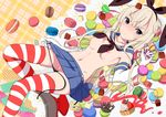  1girl blonde_hair breasts censored hair_ornament highres kantai_collection navel nipples pussy s_sasaki_09140 shimakaze shimakaze_(kantai_collection) small_breasts striped striped_legwear striped_thighhighs thighhighs zettai_ryouiki 