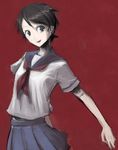  bad_id bad_pixiv_id bangs black_eyes black_hair faux_traditional_media fuura_kafuka ind lowres open_mouth pale_skin sayonara_zetsubou_sensei school_uniform serafuku short_hair skirt smile solo standing swept_bangs 