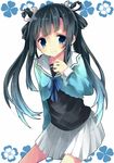  bad_id bad_pixiv_id blue_eyes blue_hair chiruku hair_ribbon mole ookami-san ribbon ryuuguu_otohime school_uniform skirt smile solo twintails 