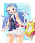  blue_hair kannagi long_hair mamedenkyuu_(berun) nagi purple_eyes smile solo wand 