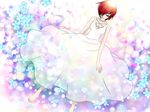  barefoot choker dress flower meiko red_eyes red_hair short_hair shoudoubutsu solo vocaloid white_dress 