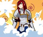  armor brown_eyes erza_scarlet fairy_tail red_hair screencap solo tattoo 