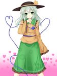  blush green_eyes hat heart heart_of_string highres komeiji_koishi smile solo symbol-shaped_pupils touhou yoye_(pastel_white) 
