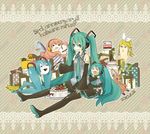  aqua_eyes aqua_hair bad_id bad_pixiv_id bunny cake detached_sleeves feeding food gift hachune_miku hatsune_miku kagamine_rin kanitama_(putyourhead) long_hair megurine_luka multiple_girls rin_no_youchuu shiteyan'yo sitting skirt smile stuffed_animal stuffed_toy takoluka thighhighs twintails very_long_hair vocaloid zettai_ryouiki 