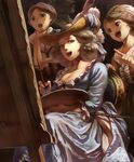  adelaide_labille-guiard autoportrait_avec_deux_eleves bad_id bad_pixiv_id breasts canvas_(object) cleavage dress easel fine_art_parody hat highres history medium_breasts multiple_girls open_mouth painting palette parody rococo sitting takeda_kanryuusai 