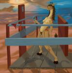  2026 anthro anthro_peeing beach beach_background biped blep blush bodily_fluids brown_body brown_fur brown_hair brown_pubes clear_urine detailed_background digital_media_(artwork) eyes_closed female female_peeing fur genital_fluids giraffe giraffid hair hairy_vulva hi_res hooves horn long_neck mammal markings navel nude nude_anthro nude_female ossicone outdoor_shower outside peeing peeing_on_ground pubes smile solo spots spotted_body spotted_fur standing standing_pee tongue tongue_out urine urine_on_ground urine_pool urine_stream valrionwrites watersports yellow_body yellow_fur 