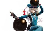  bad_id bad_pixiv_id bodysuit bracelet detached_sleeves dual_wielding facial_mark hat holding jewelry ocaca_(chocolate-hopper) original red_eyes solo surcoat weapon white_hair 