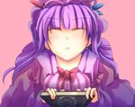  :&lt; book closed_eyes crescent hat hexagram jyuuji long_hair magic_circle patchouli_knowledge purple_hair solo touhou 