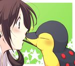  bad_id bad_pixiv_id brown_hair cyndaquil food gen_2_pokemon imminent_kiss kotone_(pokemon) mogiko no_fire pocky pocky_kiss pokemon pokemon_(creature) pokemon_(game) pokemon_hgss shared_food simple_background star surprised 