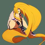  bad_id bad_pixiv_id blonde_hair bottomless deba elbow_gloves fingerless_gloves gloves guilty_gear legs long_hair millia_rage solo very_long_hair 