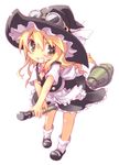  blonde_hair goggles goggles_on_head grin hat kirisame_marisa mary_janes no_nose panzerfaust rocket roke shoes smile solo star symbol-shaped_pupils touhou witch_hat 