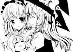  alice_margatroid greyscale heart highres kirisame_marisa monochrome multiple_girls touhou verjuice yukkuri_shiteitte_ne yuri 