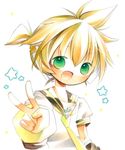  akisame_kou bad_id bad_pixiv_id blonde_hair blue_eyes chibi detached_sleeves kagamine_len male_focus necktie solo vocaloid 