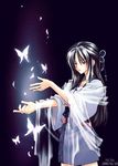  2000 black_hair blue_eyes bug butterfly copyright_request glowing hi_na insect japanese_clothes long_hair lowres shawl solo 
